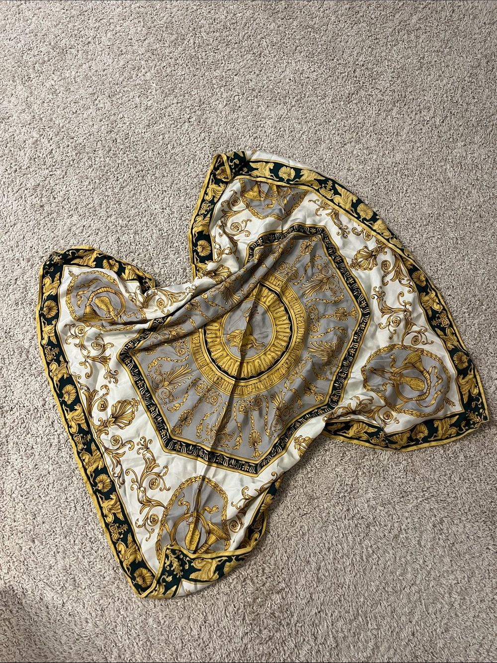 Anthropologie Gold, White & Black Baroque Medallion Scarf